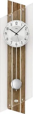 Produktbild von AMS 5302 Wanduhr Funk Funkwanduhr mit Pendel nussbaum farben Pendeluhr