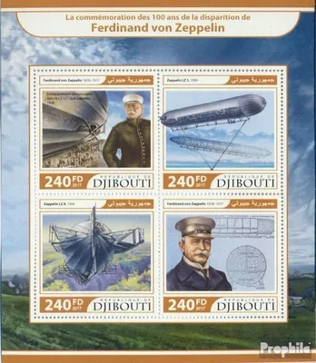 Produktbild von Briefmarken Dschibuti 2017 Mi 1603-1606 Kleinbogen (kompl. Ausg.) postfrisch Ferdinand von Zeppelin