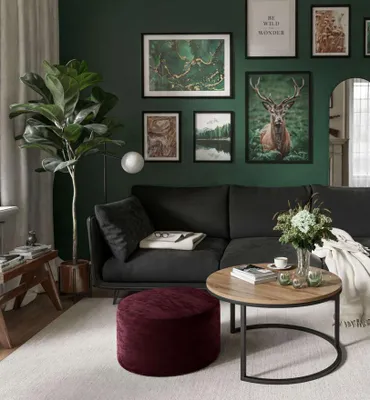 Produktbild von Runder CIRI Couchtisch mit Pouf Wotan Eiche Artisan Stirling