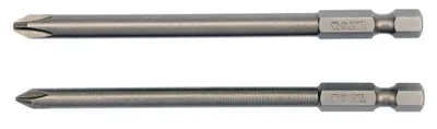 Image de Embouts Phillips longs PH1 et PH2 1/4" 100 mm, lot de 2, acier S2