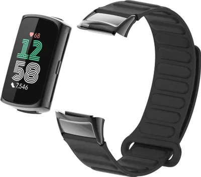 Produktbild von INF Stylisches magnetisches Silikonarmband für Fitbit Charge 6 Schwarz