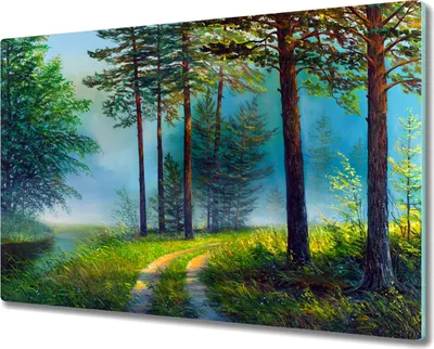 Produktbild von Coloray Herdabdeckplatte 80x52 cm Schneidebrett Kochplattenabdeckung Küchenbrett Hackbrett - Waldbäume Natur