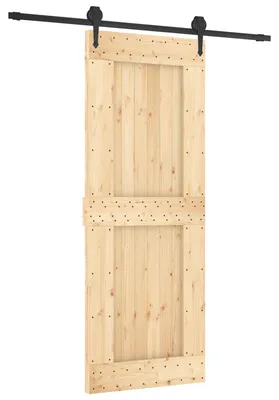 Obrázok produktu pre Posuvné dvere v prírodnej a čiernej farbe, 80 x 210 cm, masívna borovica