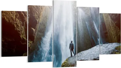 Produktbild von Bild auf Leinwand - Leinwandbild - Berg Wasserfall - 160x85cm - Wand Bild - Wanddeko - Wandbilder - Leinwanddruck - Bilder - Kunstdruck - Wanddekoration - Leinwand bilder - Wandkunst - EA160x85-4093