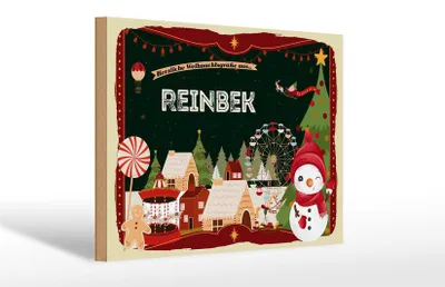 Produktbild von Holzschild Weihnachten Grüße aus REINBEK Geschenk 30x20cm