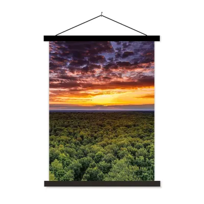 Produktbild von MuchoWow® Textilposter Wald - Nacht - Himmel - Horizont - Bäume 60x80 cm mit schwarzem Rahmen - Plakathalter