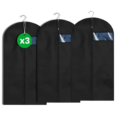 Produktbild von KRUMAD Kleidersack 3-er Set 117 x 58cm – atmungsaktive Kleiderhülle für lange Kleider, Anzüge & Mäntel – Kleiderschutzhülle für Schrank & Reise