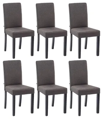 Produktbild von CLP 6er Set Esszimmerstuhl Ina Stoffbezug mit Holzgestell dunkelgrau Gestell Farbe schwarz