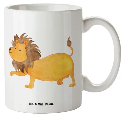 Produktbild von Mr. & Mrs. Panda steingut tasse Sternzeichen Löwe - Weiß - Geschenk, Geburtstag Juli, Große, Keramiktasse, jumbotasse, König Der Tiere, August, weisse, XL