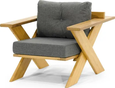 Obrázok produktu pre Hellbeiges Holzgestell Designer Polstersessel Edle Sitzstühle Sitzkissen