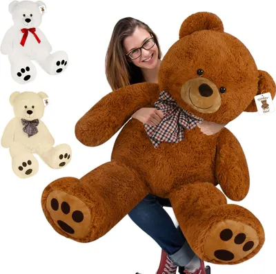 Image de MONZANA® Ours En Peluche Très Douce Avec Noeud Papillon - Nounours 100cm Blanc crème - Grosse peluche - Doudou Mignon  - Idée cadeau Noël, Anniversaire, Saint-Valentin, Jouet enfant