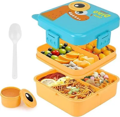 Immagine prodotto di Contenitore per il pranzo in plastica per bambini con scomparti per la scuola e il tempo libero (blu)
