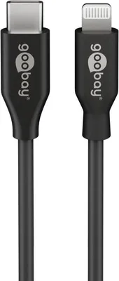 Zdjęcie produktu dla Goobay 39428, 0,5 m, Lightning, USB C, Męska, Męska, Czarny