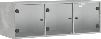 Produktbild von vidaXL Wandschrank mit Glastüren Betongrau 102x37x35 cm