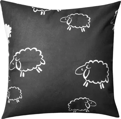 Produktbild von 1 x Kissenbezug in 40x40cm 100% Baumwolle Renforcé - Schafe Lämmer Schwarz Weiß - Kissenhülle, Dekokissenbezug, Kinder (1-Stück-99/1-40x40)