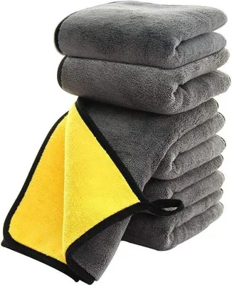 Produktbild von Weiches Auto-Mikrofasertuch 800gsm, schnell trocknend, grau/gelb