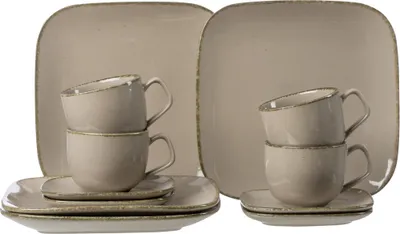 Obrázok produktu pre Ritzenhoff & Breker CASA kávový servis 12 ks, sada riadu, servis, štvorcový / okrúhly, porcelán, sivá, 83712