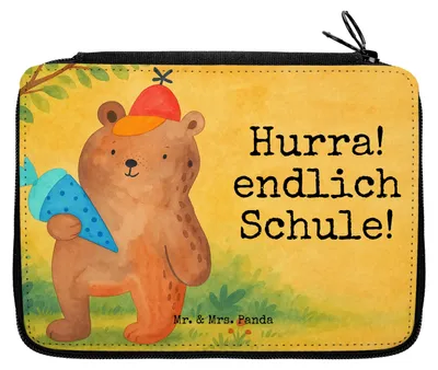 Produktbild von Mr. & Mrs. Panda Schlamper Bär Schultüte Design - Weiß - Geschenk, Etui, Grundschule, Schlampermäppchen, Erster Schultag, Schulmäppchen, Schulbeginn, Teddy, Schulanfang