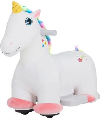 Produktbild von Elektrische Einhorn-Auto für Kinder, 2 km/h, mit Musik und Fußbremse, Spielzeug für Kids 1-3 Jahre, Weiss