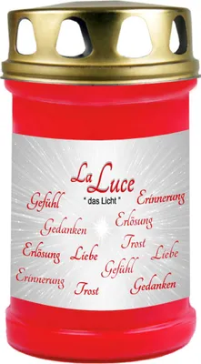 Image de Bougie funéraire rouge 48h ( couvercle or ) - LaLuce