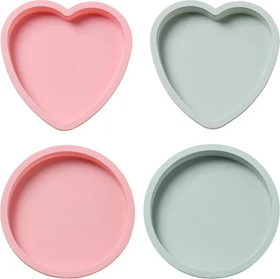 Image de CANDeal 15cm Moule à gâteaux en silicone Rond et Cœur, 4 pcs. Moule à gâteaux en silicone, antiadhésif & set de moules à démoulage rapide pour gâteau en couches, cheesecake, rainbow cake et gâteau mousseline