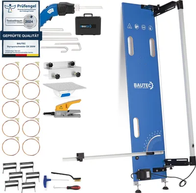 Produktbild von BAUTEC Styroporschneider GAZELLE 2.1 + STYROCUTTER 250W (Dauerbetrieb) » 10 Schneidedrähte, Schleifbrett, Klingenset