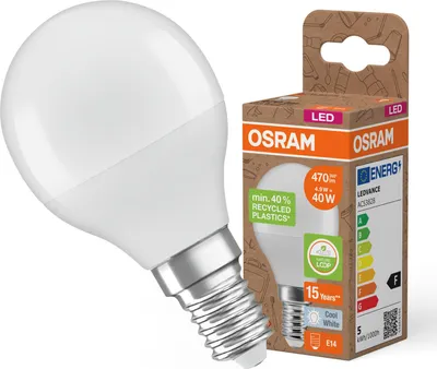 Immagine prodotto di OSRAM HOMELIGHTING 4058075832107 LED (monochrome) EEC F (A - G) E14 Teardrop shape 4.9 W = 40 W Neutral white (Ø x L) 45 mm x 79 mm 1 pc(s)