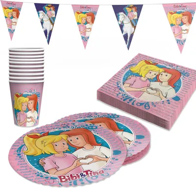 Produktbild von Bibi & Tina 37-tlg. Party Set - Becher Teller Servietten und Wimpel für Party