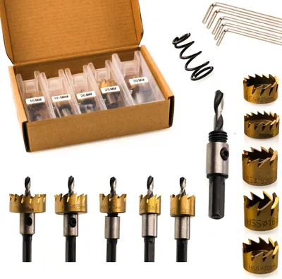 Produktbild von Rosfix Set Lochsäge HSS 5-tlg. – 16–30 mm Titanbeschichtet | Für Metall, Stahl, Holz, Kunststoff | Präzision & Langlebigkeit