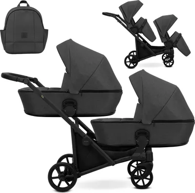 Immagine prodotto di Kunert BRAV DUO 2in1 passeggino doppio in grafite con ruote in gel e telaio nero