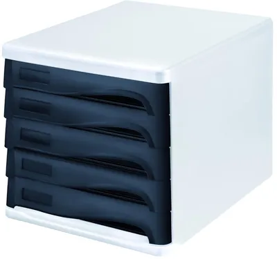 Produktbild von Schubladenbox 5 Schübe schwarz/lichtgrau Packung mit 4 Stück