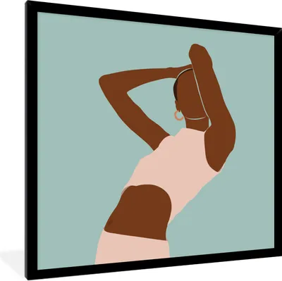 Produktbild von MuchoWow® Gerahmtes Poster Sommer - Frau - Abstrakt - Pastell 40x40 cm - Poster mit Schwarzem Bilderrahmen Wandposter Rahmen Foto Bilder - Mit Rahmen - Wanddekoration Schlafzimmer