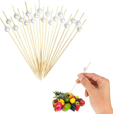 Productafbeelding van Cocktailsticks Lang Houten - Lang Bamboe Houten Tandenstokers - Houten Cocktailsticks Decoratieve - Cocktails - Fruit - Snacks - Familie