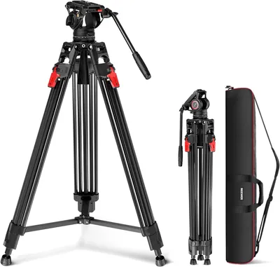 Immagine prodotto di Treppiede per videocamera - Treppiede per fotocamera - Treppiede per riprese cinematografiche - Treppiede - Regolabile da 89,4 a 192 cm
