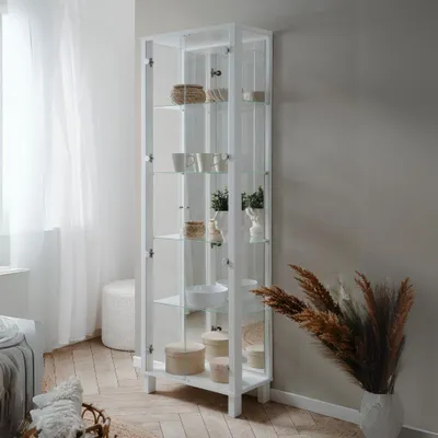 Immagine prodotto di Vetrina colore bianco con 2 ante e 4 ripiani Albi52A 62x33x189H