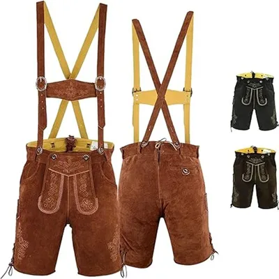 Produktbild von kurze Trachtenlederhose Lederhosen mit Hosenträger, Größe:50/M, Farbe:Kastanienbraun