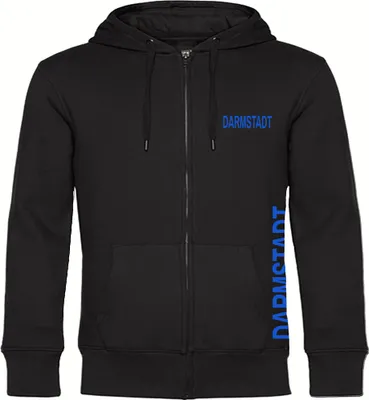 Produktbild von multifanshop Kapuzen Sweatshirt Jacke - Darmstadt - Brust & Seite, schwarz, Größe 3XL