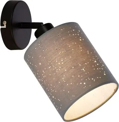 Produktbild von Wandleuchte Wandspot Sternendekor 1xE27 25W grau-schwarz Metall-Stoff Briloner
