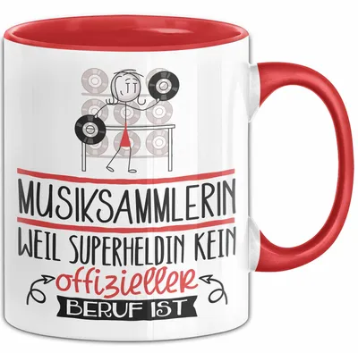 Produktbild von Musiksammlerin Geschenk Tasse Lustiger Spruch Musiksammlerin Weil Superheldin Kein Offizieller Beruf Ist Geschenkidee (Rot)