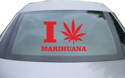 Produktbild von Indigos UG - Aufkleber Heckscheibe & Motorklappe DE2536 - rot - 600x438 mm - I love Marihuana - Auto Scheiben Fenster Heckklappe Tuning Racing JDM - Die cut