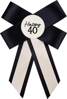 Geburtstagsschleife 11x17cm Happy 40 Ivory Schwarz