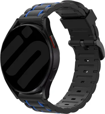 Produktbild von Strap-it Samsung Galaxy Watch 6 Classic 43mm Robustes Silikon Armband (Schwarz/Blau)