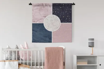 Produktbild von MuchoWow® Wandteppich Wandbehang Marmor - Rosa - Blau 90x90 cm Tapisserie Dekoration Wandtuch - Wandaufhänger