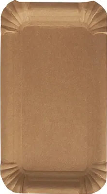 Produktbild von PAPSTAR Papp-Teller eckig 11x17,5 cm, braun, "pure" Design | Schrumpffolie (250 Stück)