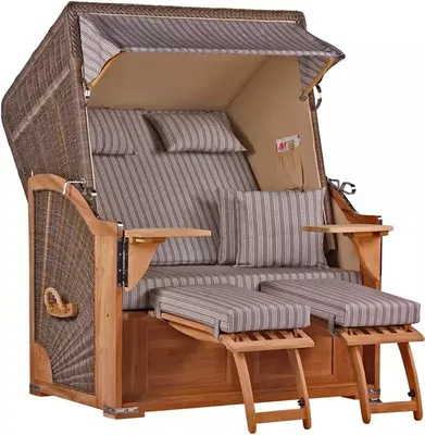 Produktbild von Strandkorb Nordstrand Teak PE grey Dessin 501