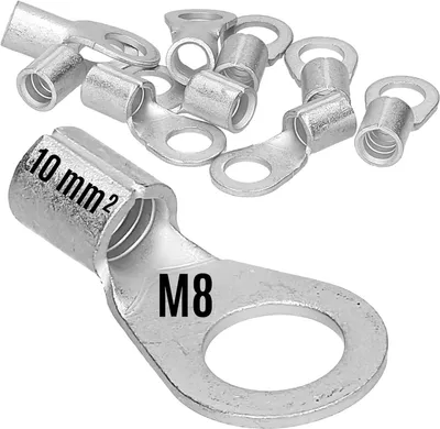 Image de 10 pièces Kalitec Q10-8 Cosse à sertir 10mm² M8 I Non isolée I Serrage par mandrin I Pour conducteurs multibrins, fins et extra-fins I Cosse 10mm² selon DIN 46234