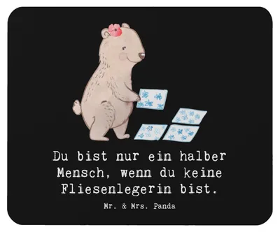 Produktbild von Mr. & Mrs. Panda Mauspad Fliesenlegerin Herz - Schwarz - Geschenk, Spruch, laptop, mousematte, Witzig, computer, Mousepad, Mouse Pad, Handwerk, Beruf