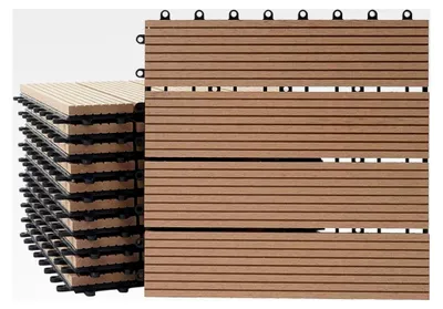 Produktbild von WPC Bodenfliese Rhone, Holzoptik für Balkon/Terrasse, 11 Stück à 30x30cm = 1m² - Teak