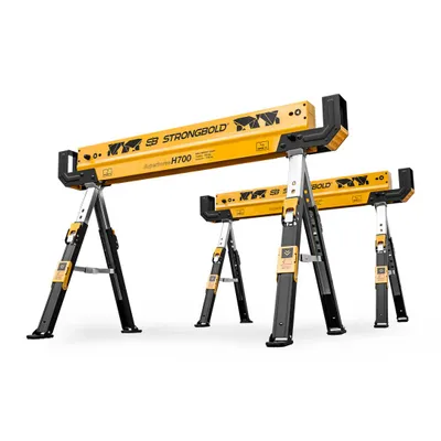 Produktbild von STRONGBOLD H700 Profi-Arbeitsbock 2er Set | 1180kg Tragkraft | Klappbar & Höhenverstellbar bis 82cm | Mobiler Bautisch & Sägehilfe | Balken & Werkbank
