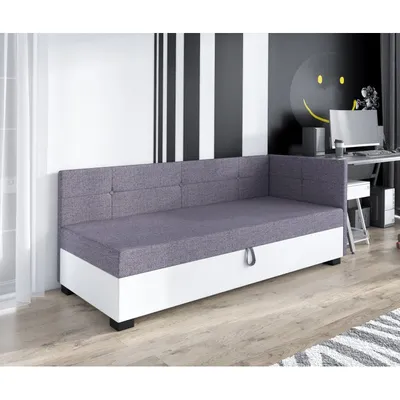 Obrázek produktu pro Jednolůžková postel 80x195 LEJLA PLUS 1 s úložným prostorem - šedá / bílá
